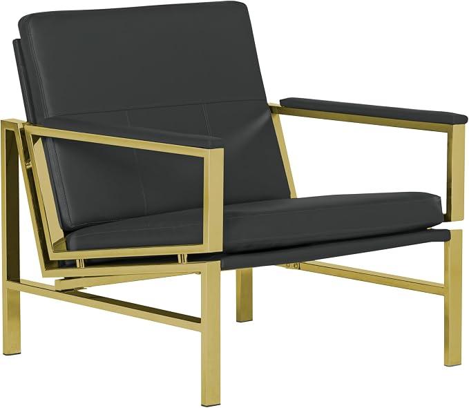 Gold accent chair with warm metallic frame