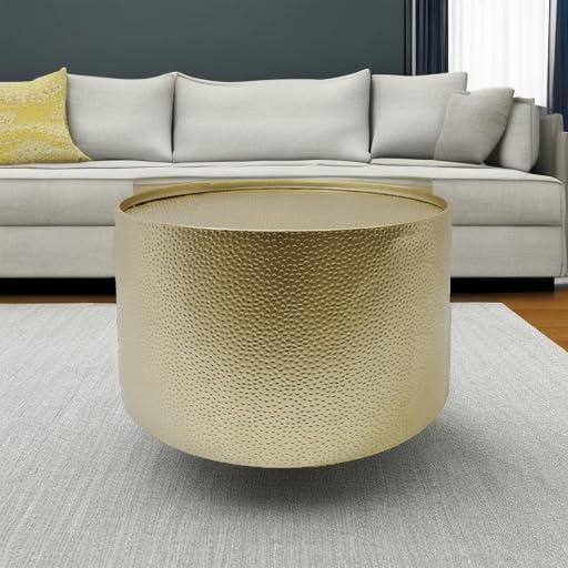 Gold coffee table with polished reflective surface