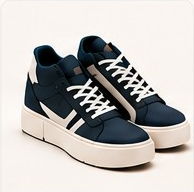 Blue and white sneakers category visual for HIM