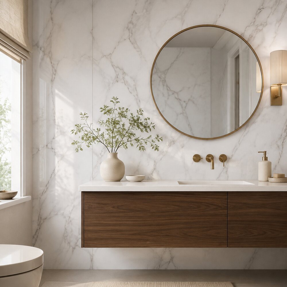 Marble Peel and Stick Wallpaper — 17.7" x 78.7" White Marble Look