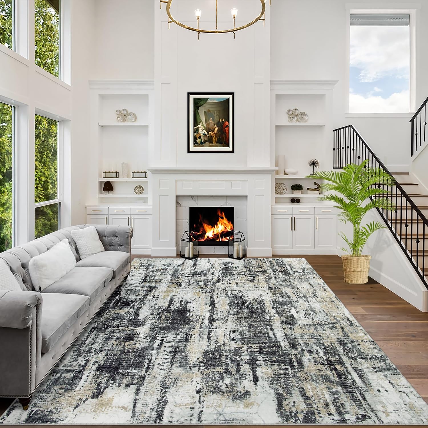Gent drizz 8x10 Washable Modern Abstract Area Rug