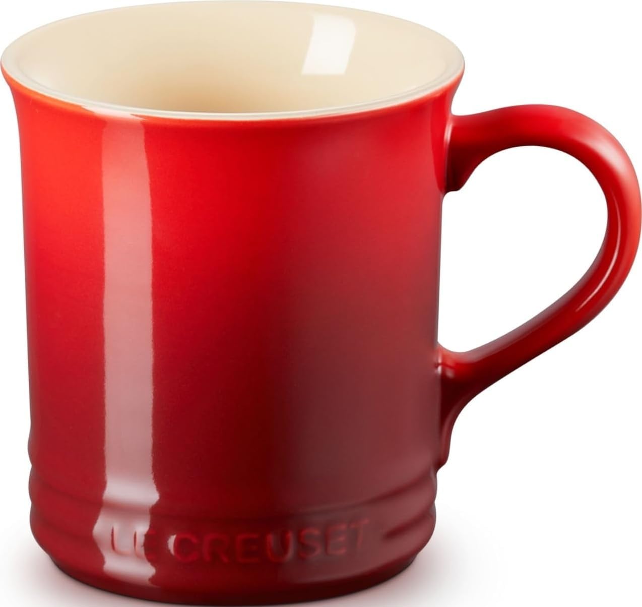 One Le Creuset Vancouver stoneware mug in Cerise red, 14 fluid ounces